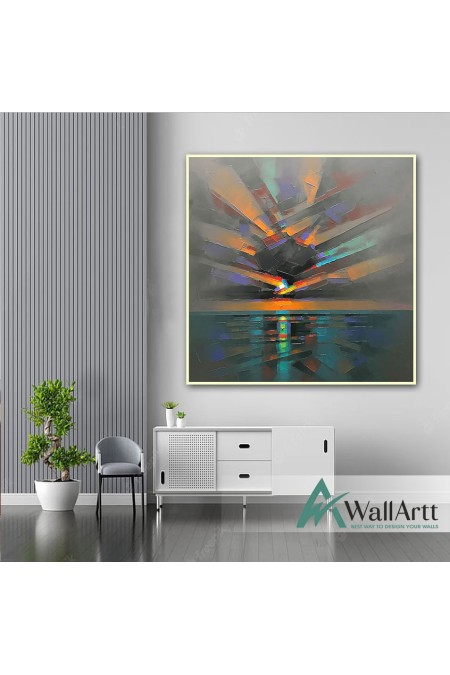 Abstract Sunrise Textured Partial Oil Painting
